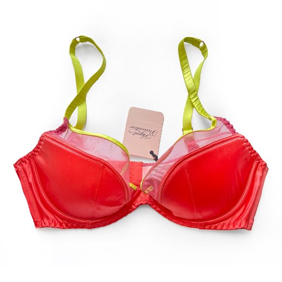 Agent Provocateur Viv bra sorbet pink lime demi plunge size 34C - Picture 3 of 5